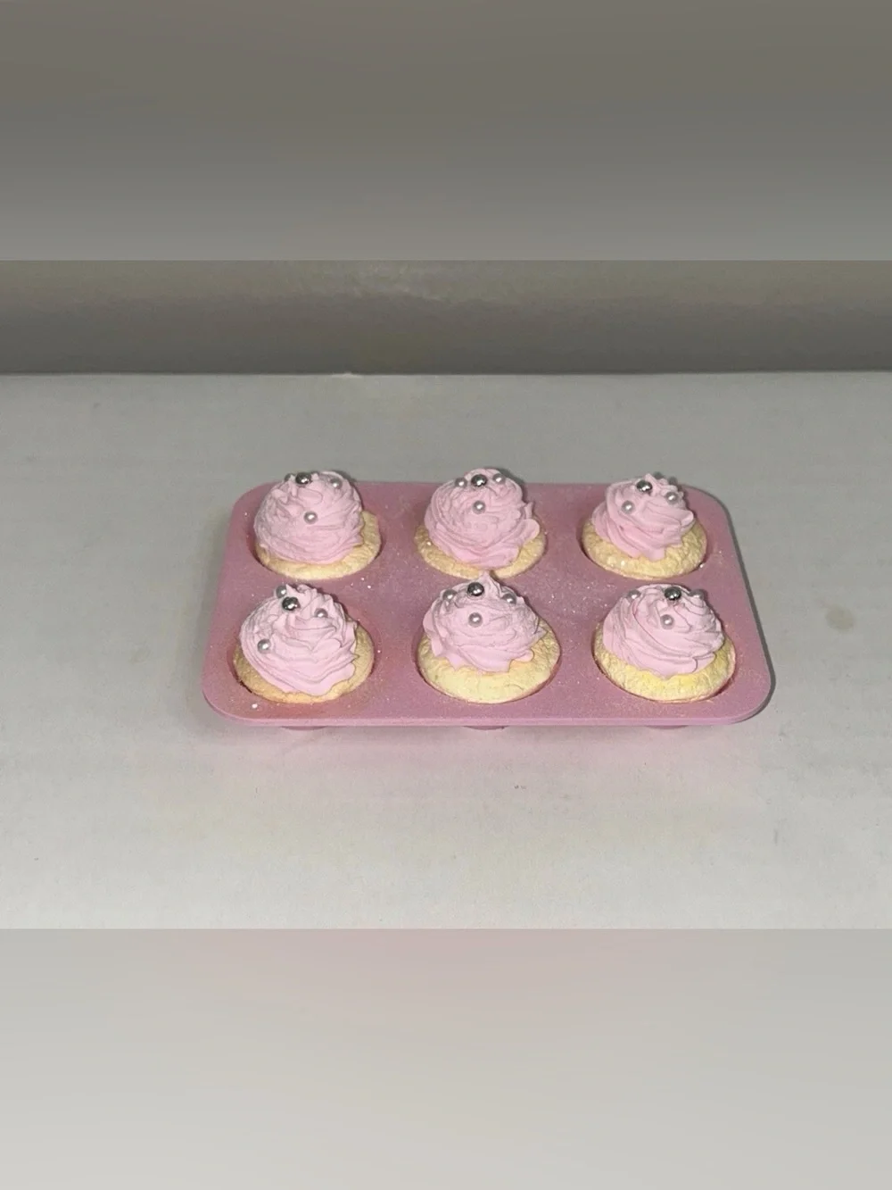 Fake Cupcakes Cup Cakes in Muffin Pan - Faux Dessert Decoration Handmade